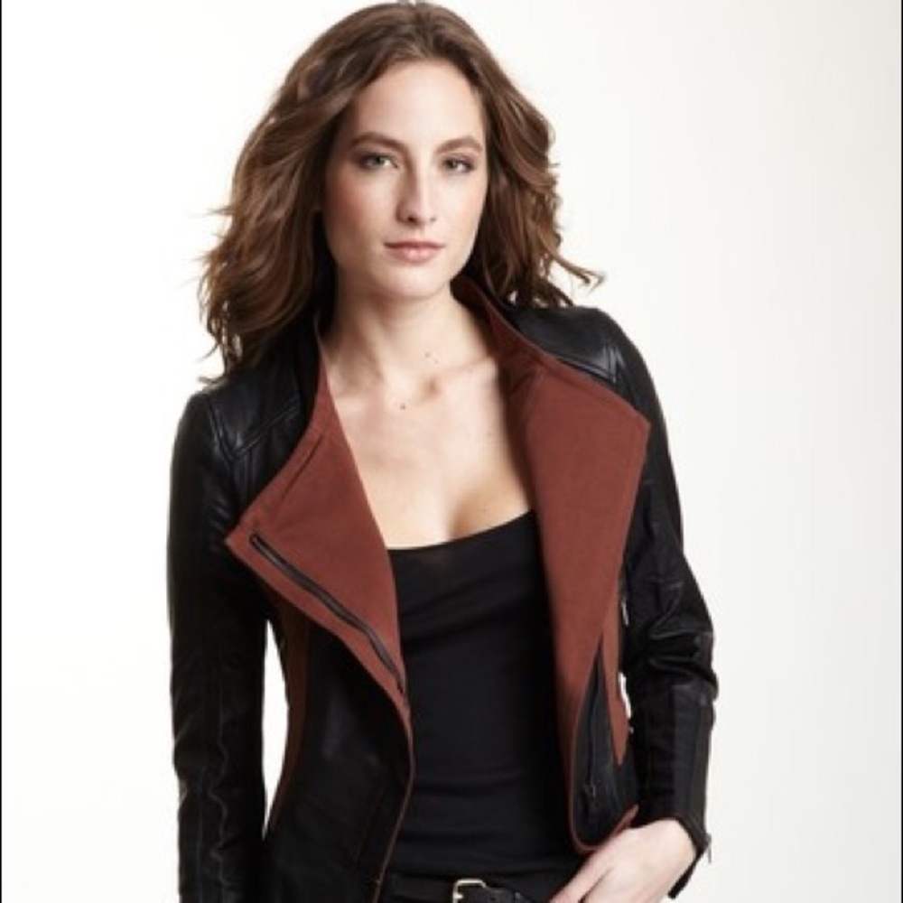 🔺HP🔺Gracia Faux Leather Bomber Jacket Mesh Arms